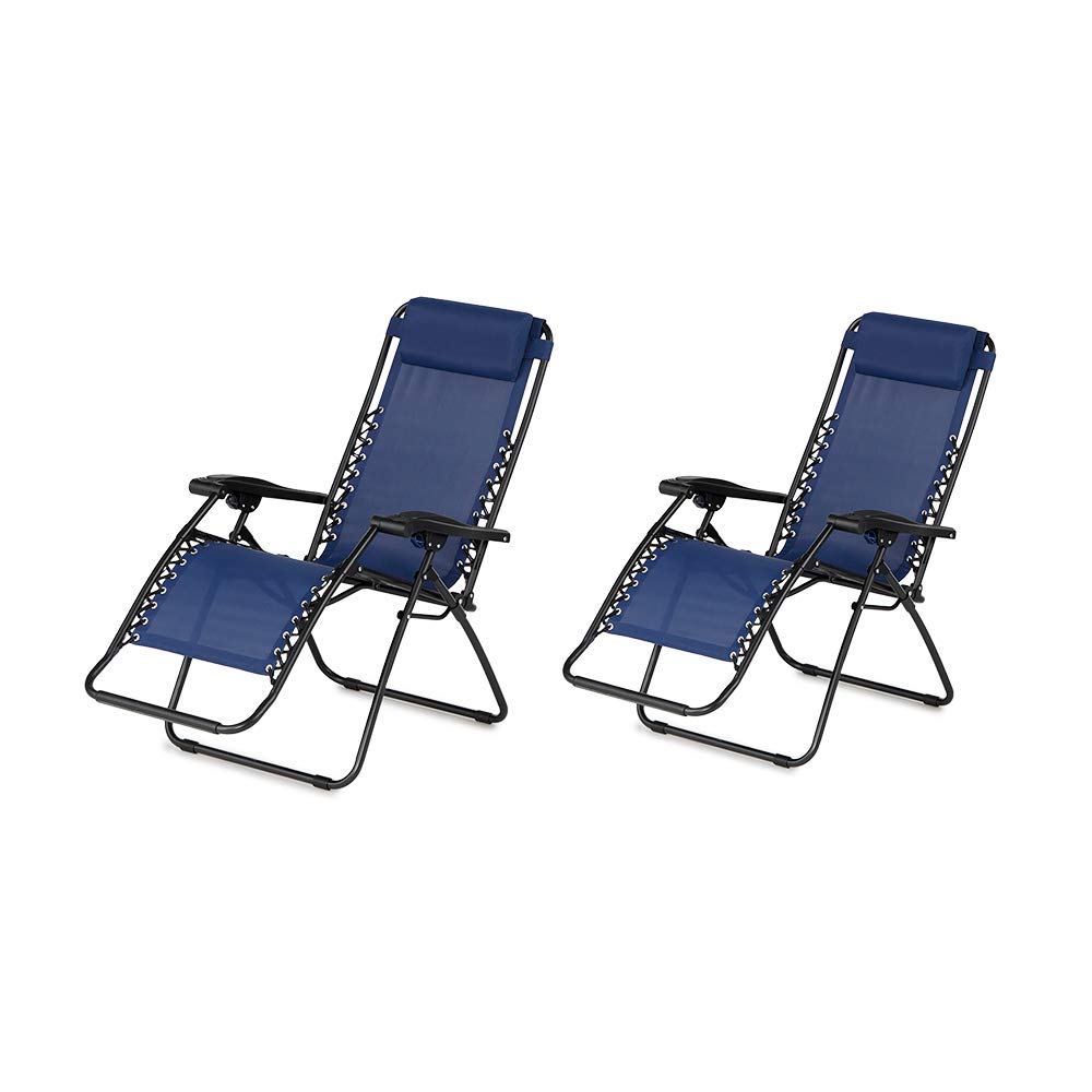 Blue 2 Pack Zero Gravity Folding Recliner Lounge Chair C72716