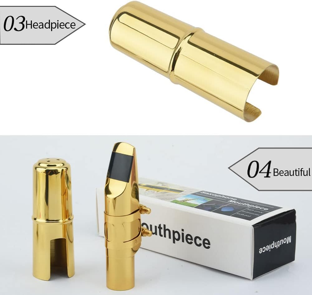 Alto Sax Saxophone Mouthpiece with Cap & Ligatures Brass Metal 5C F998143