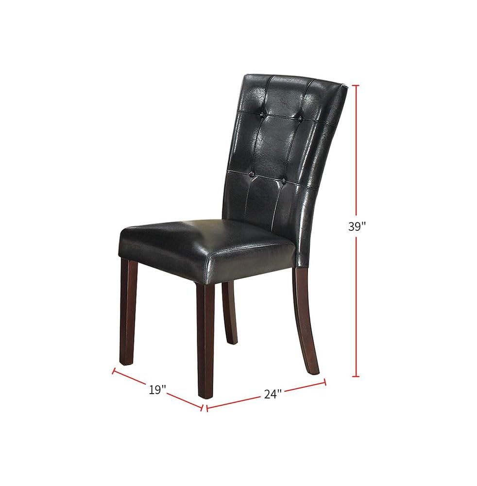 Set of 2 Black Faux Leather Tufted Dining Chairs A5211