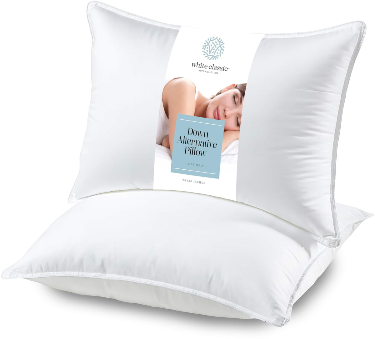 White 2 Pack King Size Down Alternative Bed Pillows P508