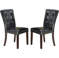 Set of 2 Black Faux Leather Tufted Dining Chairs A5211