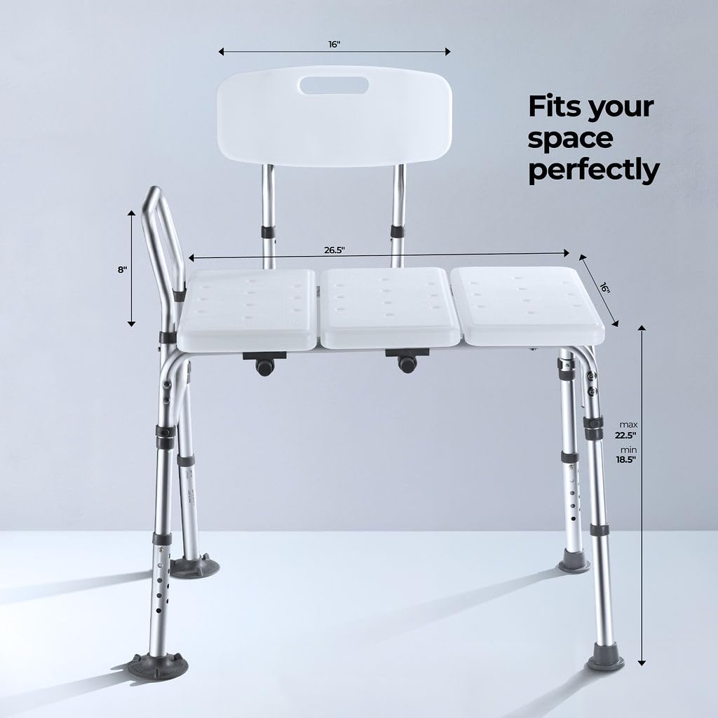 Adjustable Height White Plastic Transfer Bench J938787