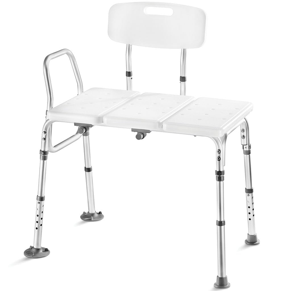 Adjustable Height White Plastic Transfer Bench J938787