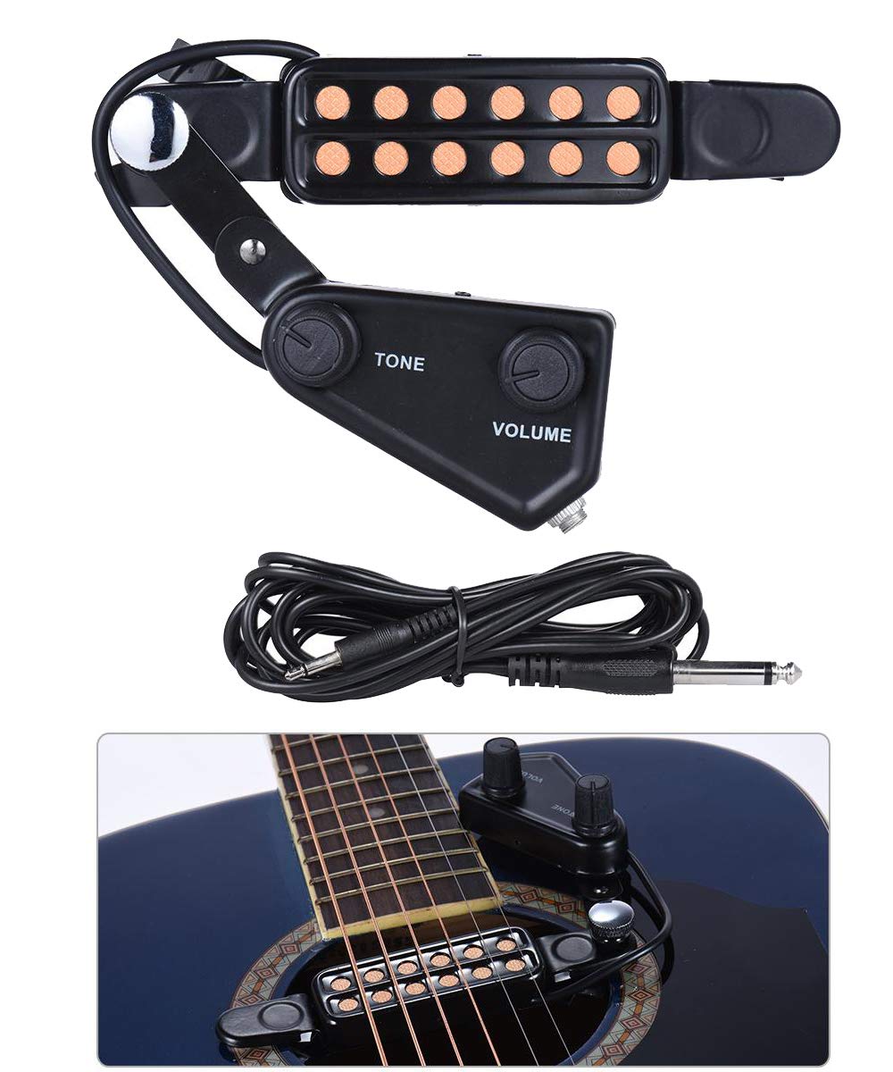 12 SoundHole Acoustic Guitar Pickup with Tone and Volume Control R602484