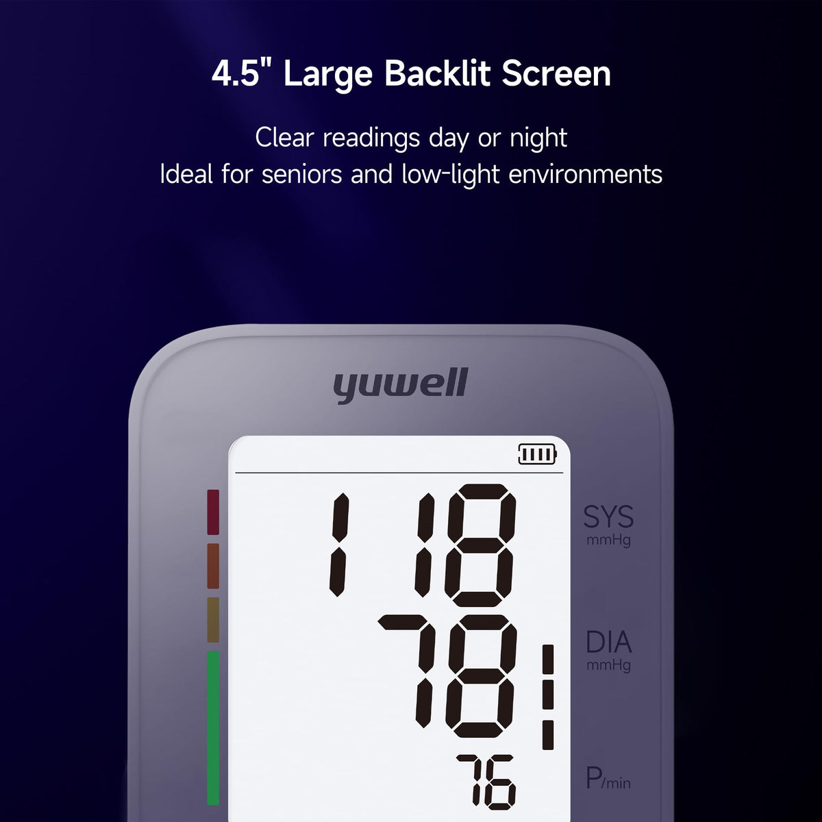 Upper Arm Blood Pressure Monitor with Adjustable Arm Cuff and Backlit Display J698630