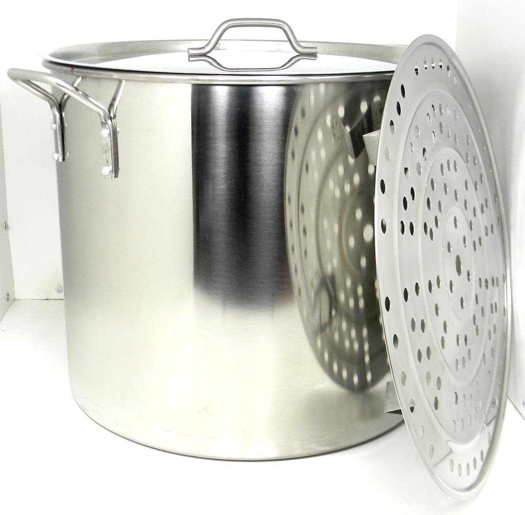 60 Quart Stainless Steel Stock Pot with Rack & Lid U40055