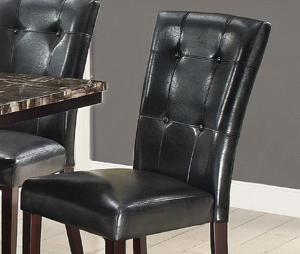 Set of 2 Black Faux Leather Tufted Dining Chairs A5211