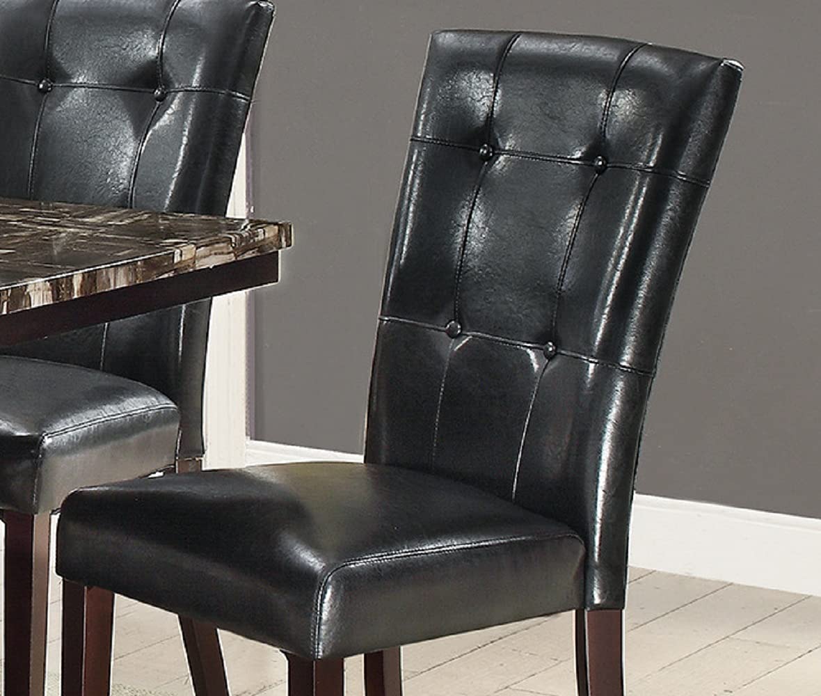 Set of 2 Black Faux Leather Tufted Dining Chairs A5211