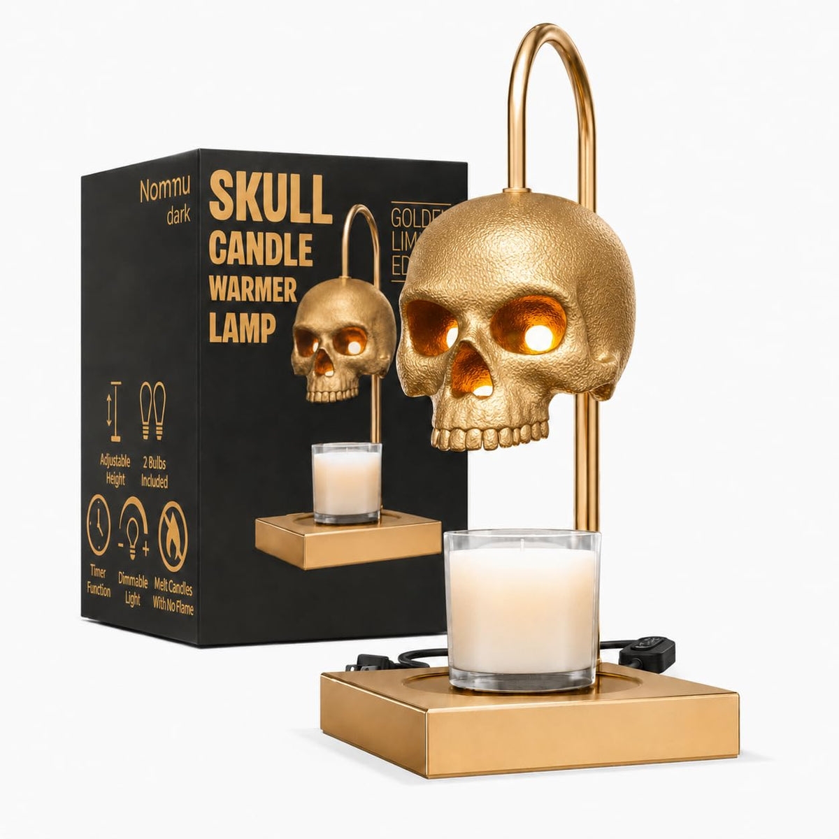 Skull Candle Warmer Lamp with Timer and Dimmer H5427