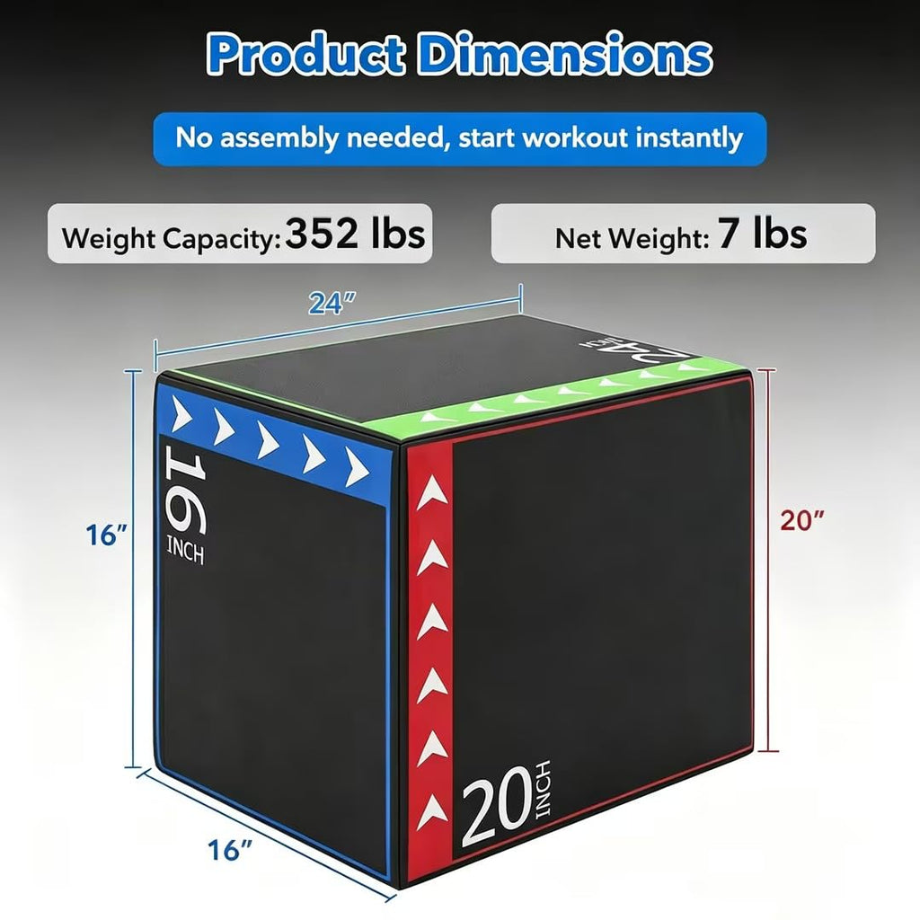 3 in 1 Plyometric Jump Box 16/20/24 Inch Soft Foam F511856