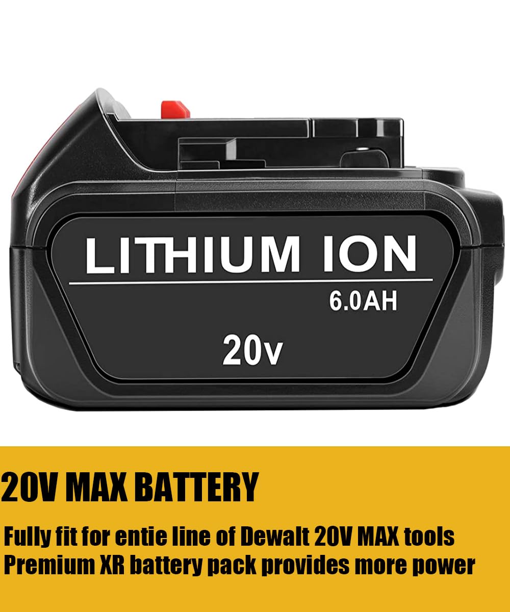 2 Pack 6.0Ah Replace Battery for 20V MAX Cordless Power Tools T14955