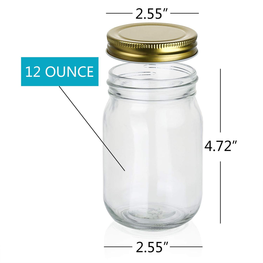 12 oz Glass Jars With Lids, Set Of 20 E41229