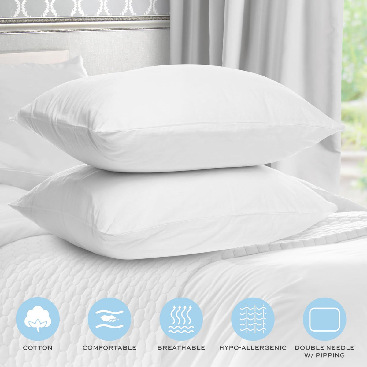 White 2 Pack King Size Down Alternative Bed Pillows P508