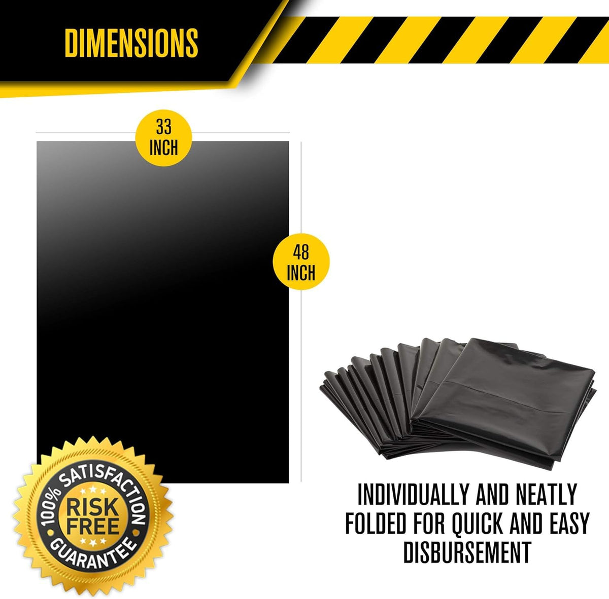 Heavy Duty 50 Pack 42 Gallon 3 MIL Black Contractor Bags O950