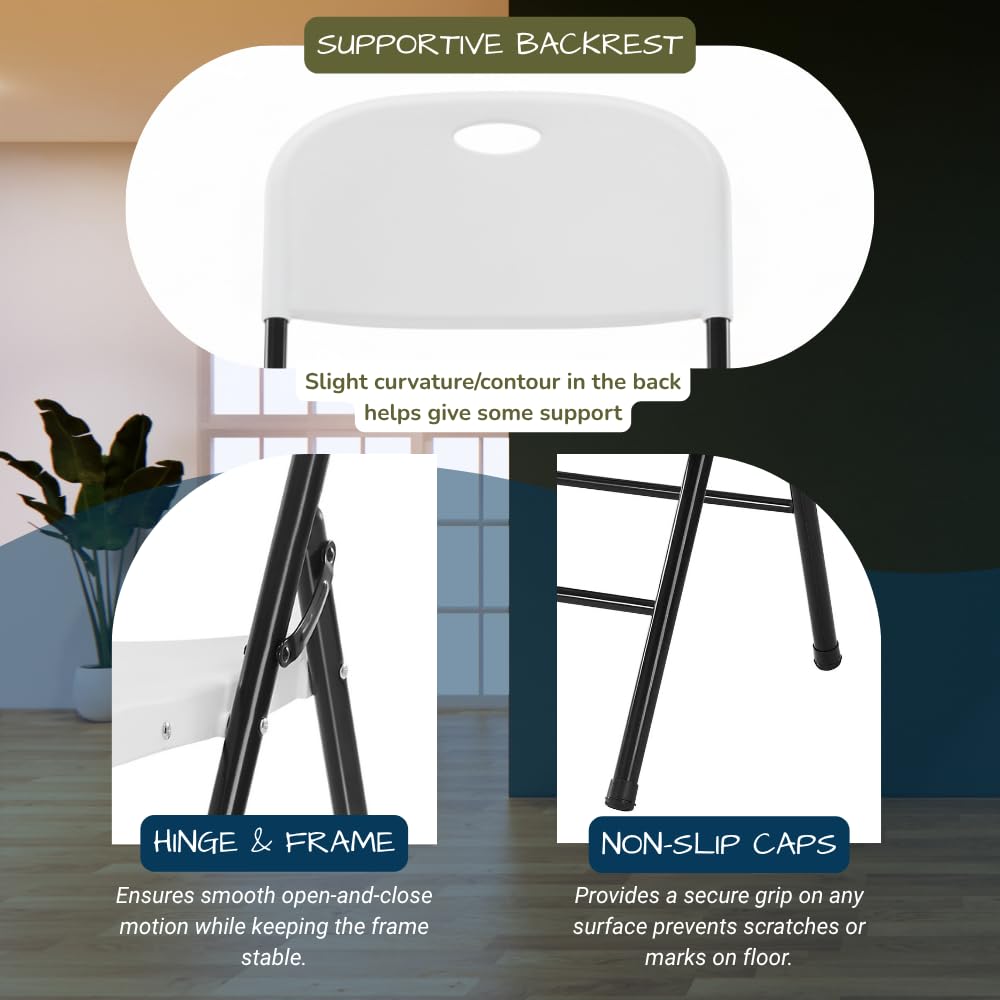Heavy Duty Plastic Foldable Chair, 4 Pack, White Z89822