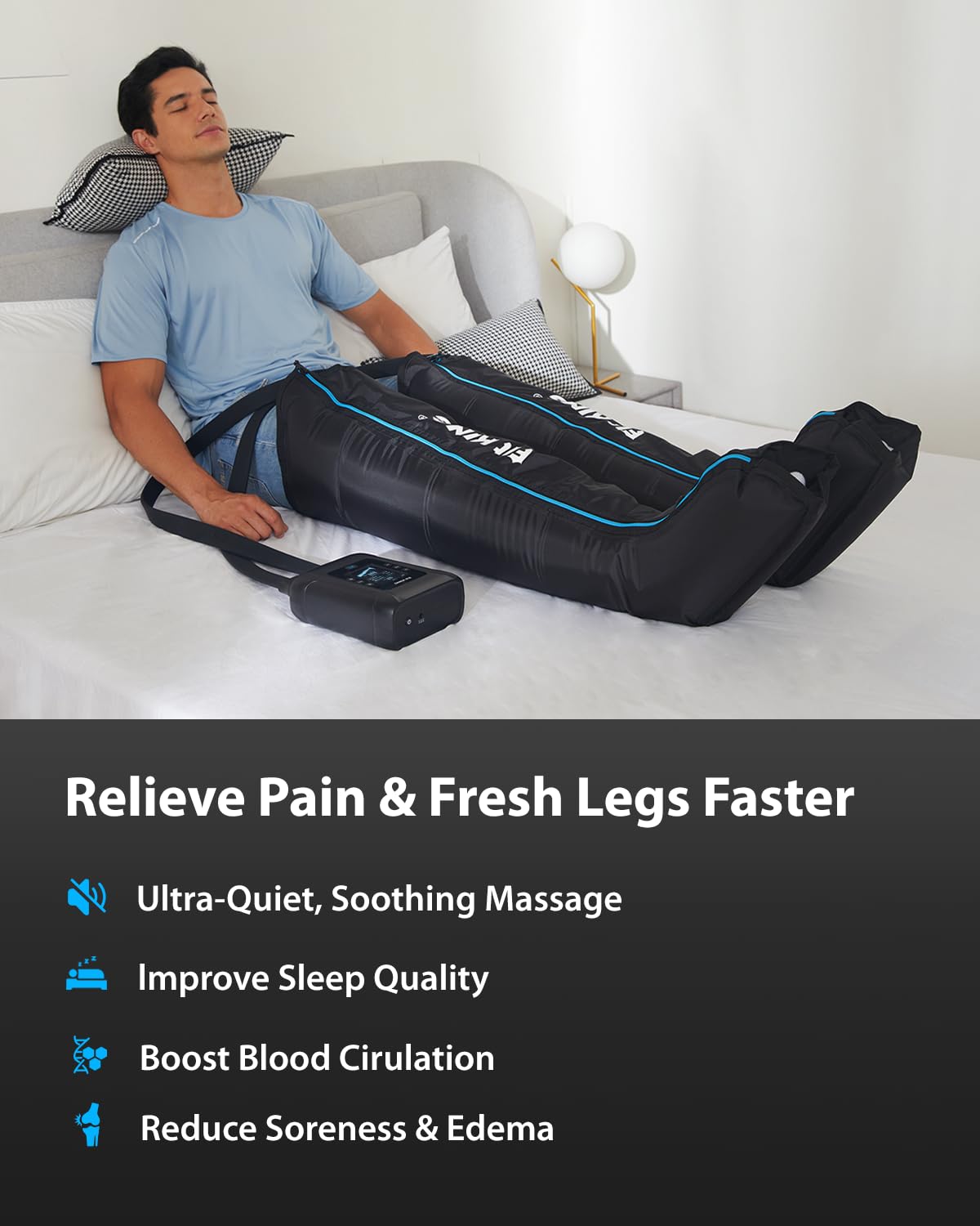 Cordless Rechargeable Air Compression Leg Massager Boots P7341