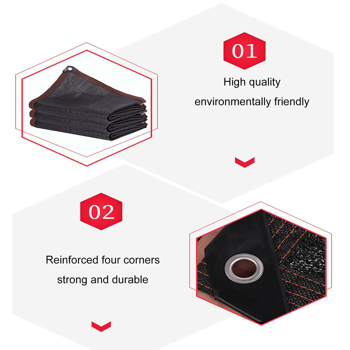 90% UV Resistant Black Shade Cloth with Grommets 5x9m X61330