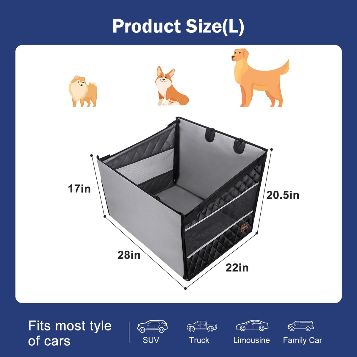 Waterproof Dog Car Seat with Storage Pocket N323