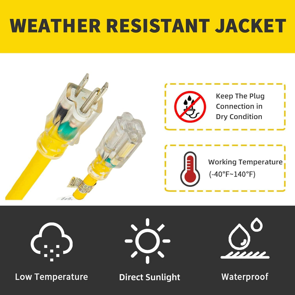 Yellow 12 Ft 12 Gauge Outdoor Extension Cord T273