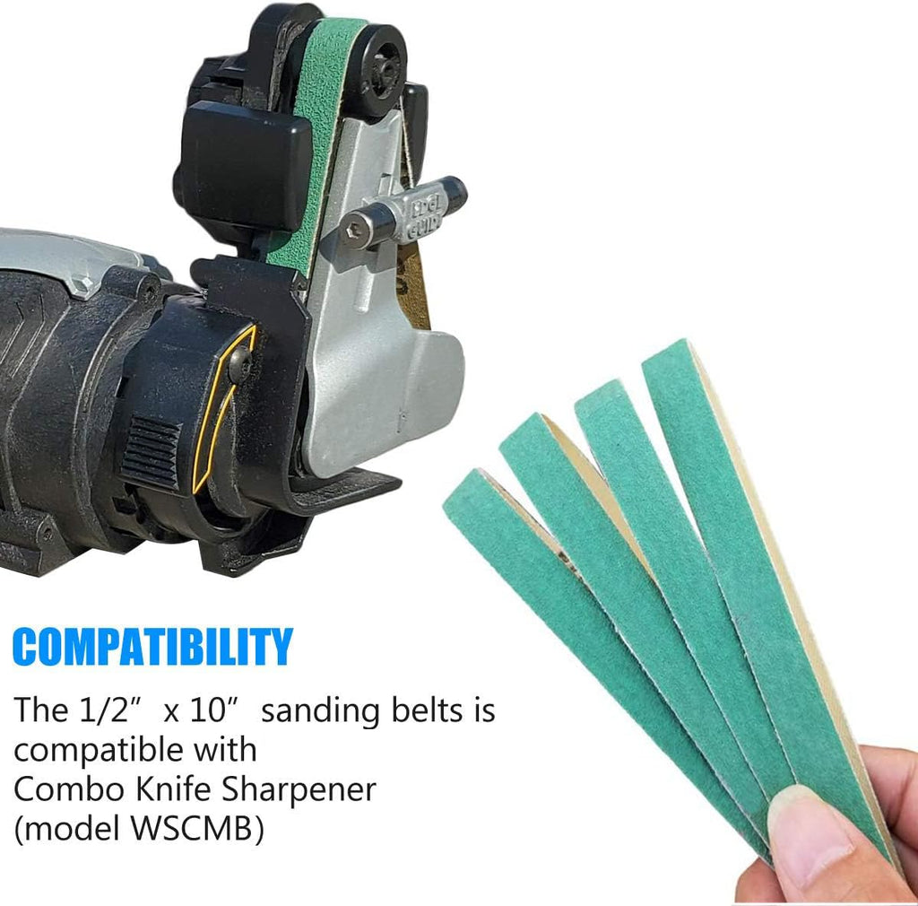24 Pack 1/2" x 10" Replacement Knife Sharpener Sander Belt Kit 80/120/240/400/1000/1200 Grits V50834