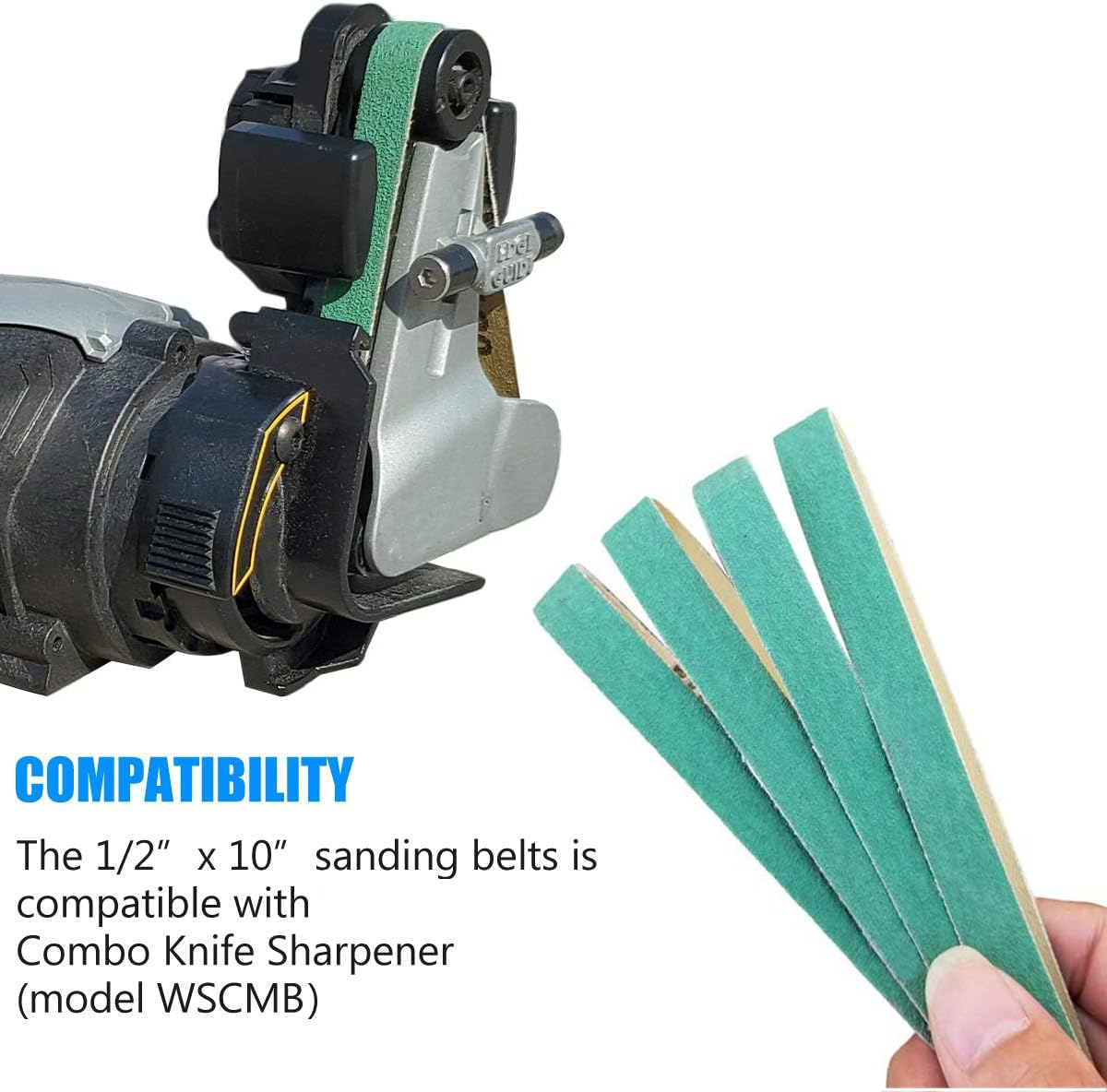 24 Pack 1/2" x 10" Replacement Knife Sharpener Sander Belt Kit 80/120/240/400/1000/1200 Grits V50834