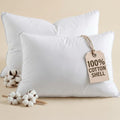 100% Cotton King Size Bed Pillows Set of 2 White E68804