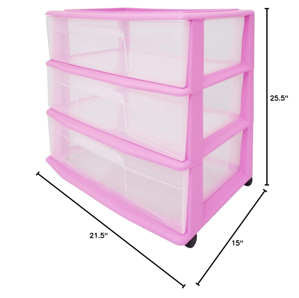 Wide Plastic 3 Drawer Storage Cart X624