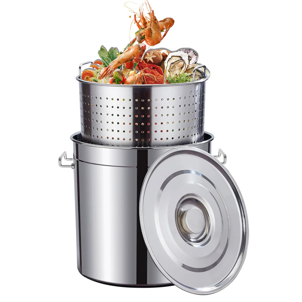 40-Quart Stainless Steel Seafood Boil Pot with Strainer M8481