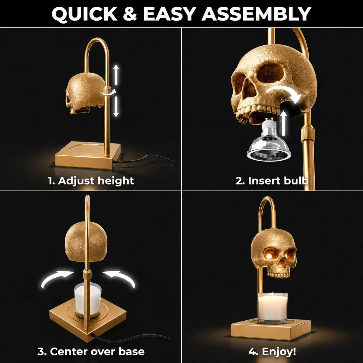 Skull Candle Warmer Lamp with Timer and Dimmer H5427