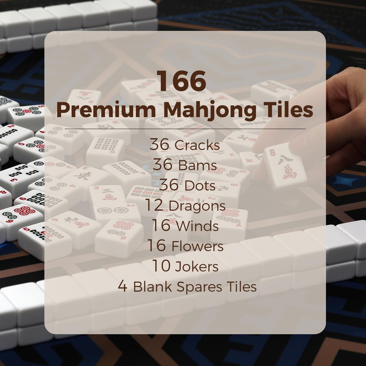 American Mahjong Set with 166 White Tiles and Racks Y744