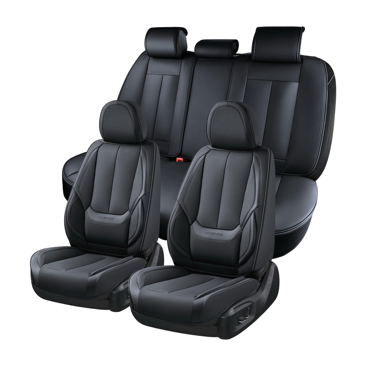 Black Full Set Waterproof Nappa Leather Car Seat Covers R2218