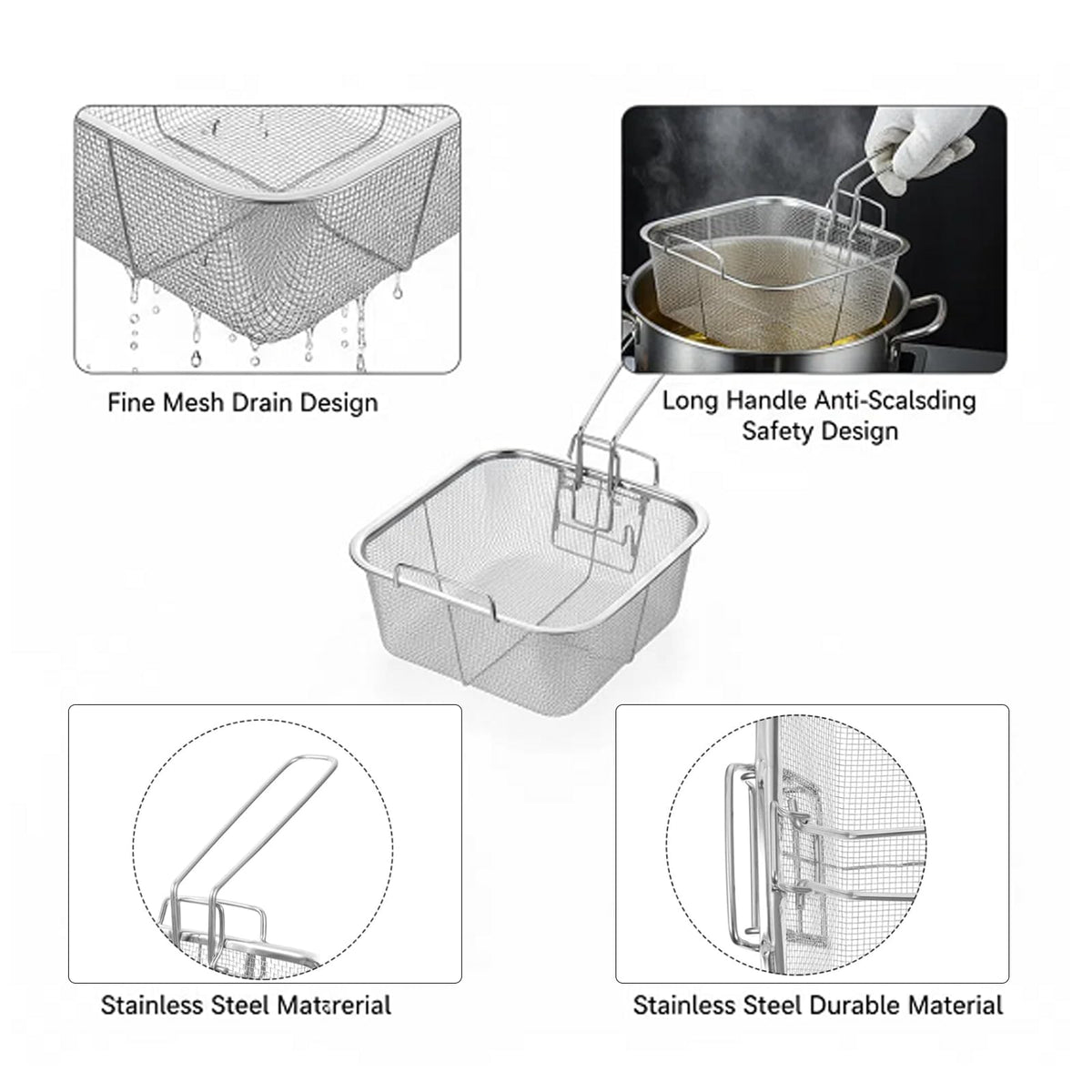 7.8 Inch Stainless Steel Deep Fry Basket B831