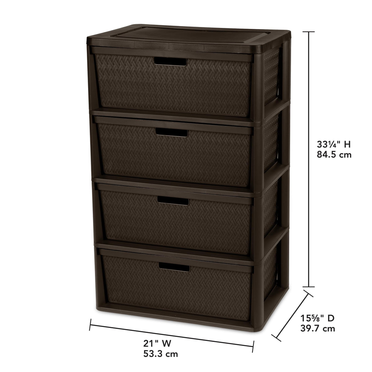 4 Drawer Brown Storage Tower with Removable Drawers P101