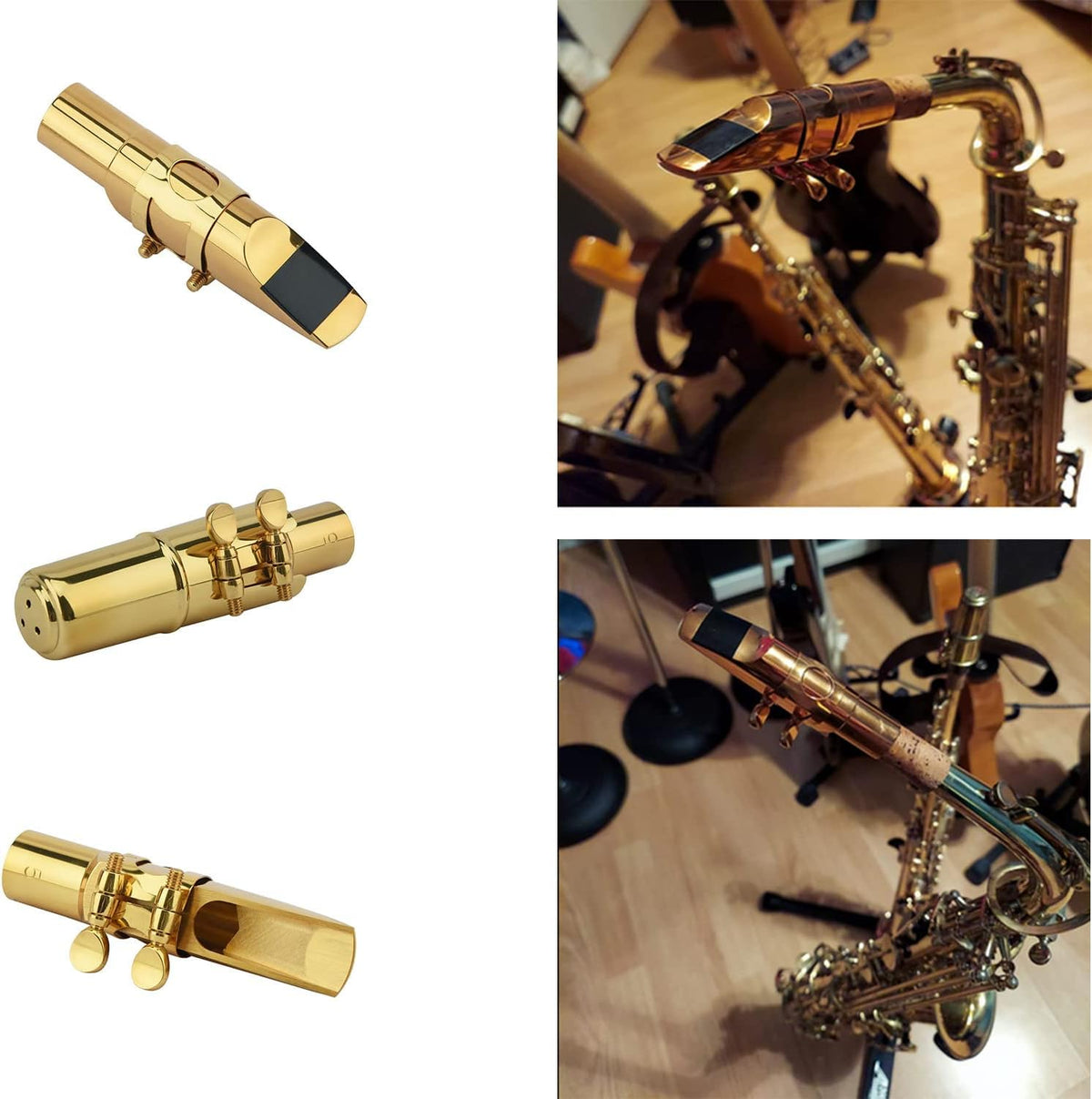 Alto Sax Saxophone Mouthpiece with Cap & Ligatures Brass Metal 5C F998143