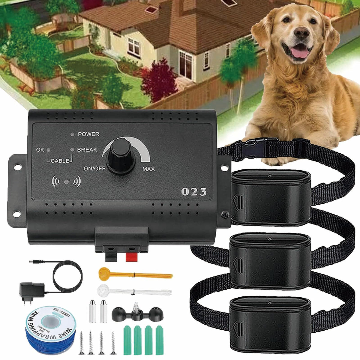 Electric Dog Fence, In-Ground Pet Containment System, Waterproof Training Collar N708117