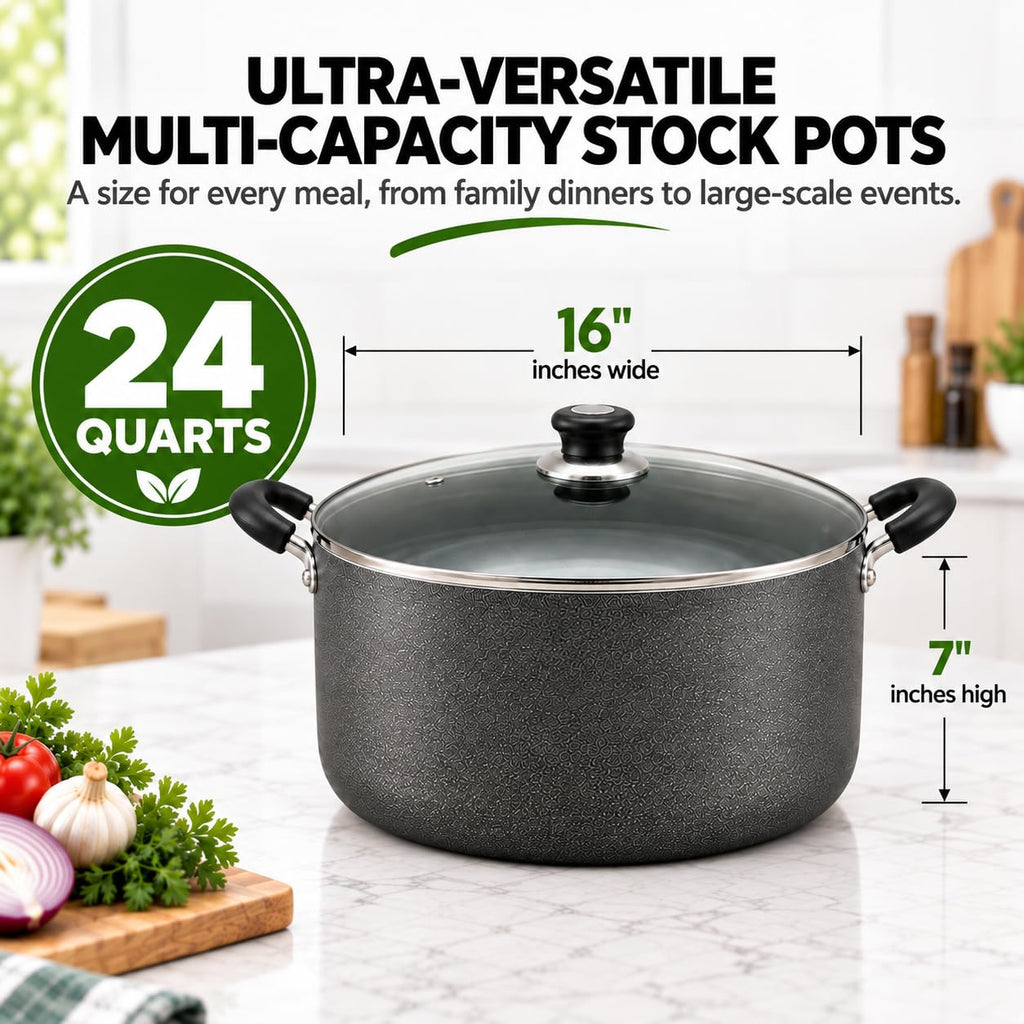 24QT Aluminum Sauce Pot with Glass Lid E85659