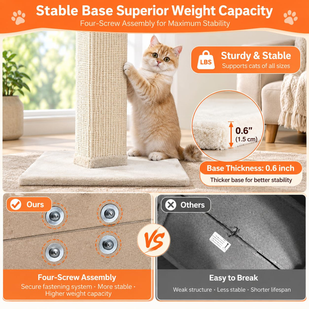 33 Inch Nature Sisal Cat Scratching Post N719728