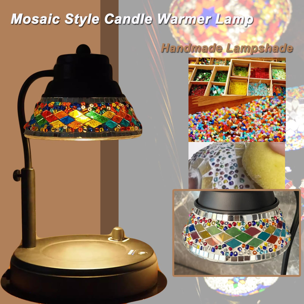 Black Candle Warmer Lamp with Timer & Dimmer P13515