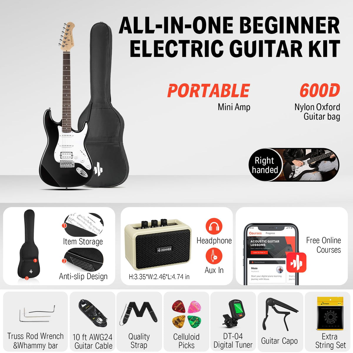39 Inch Electric Guitar Beginner Kit K591932