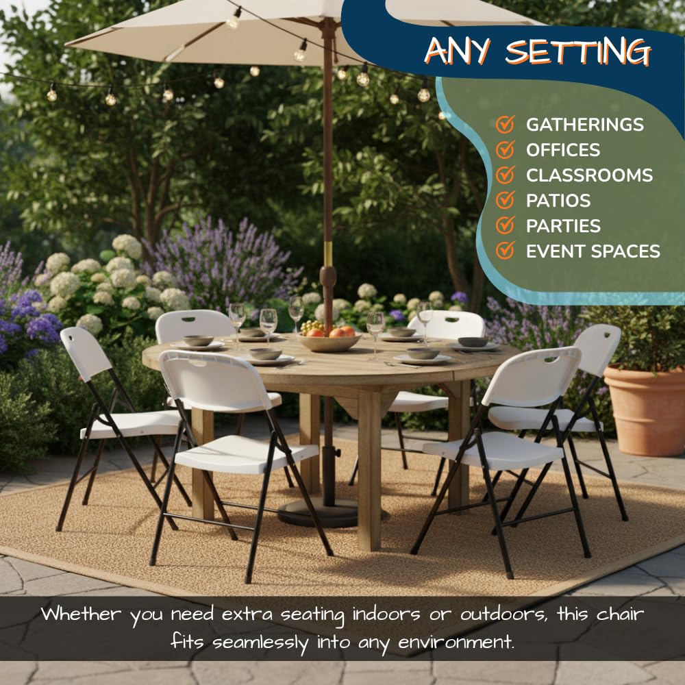Heavy Duty Plastic Foldable Chair, 4 Pack, White Z89822