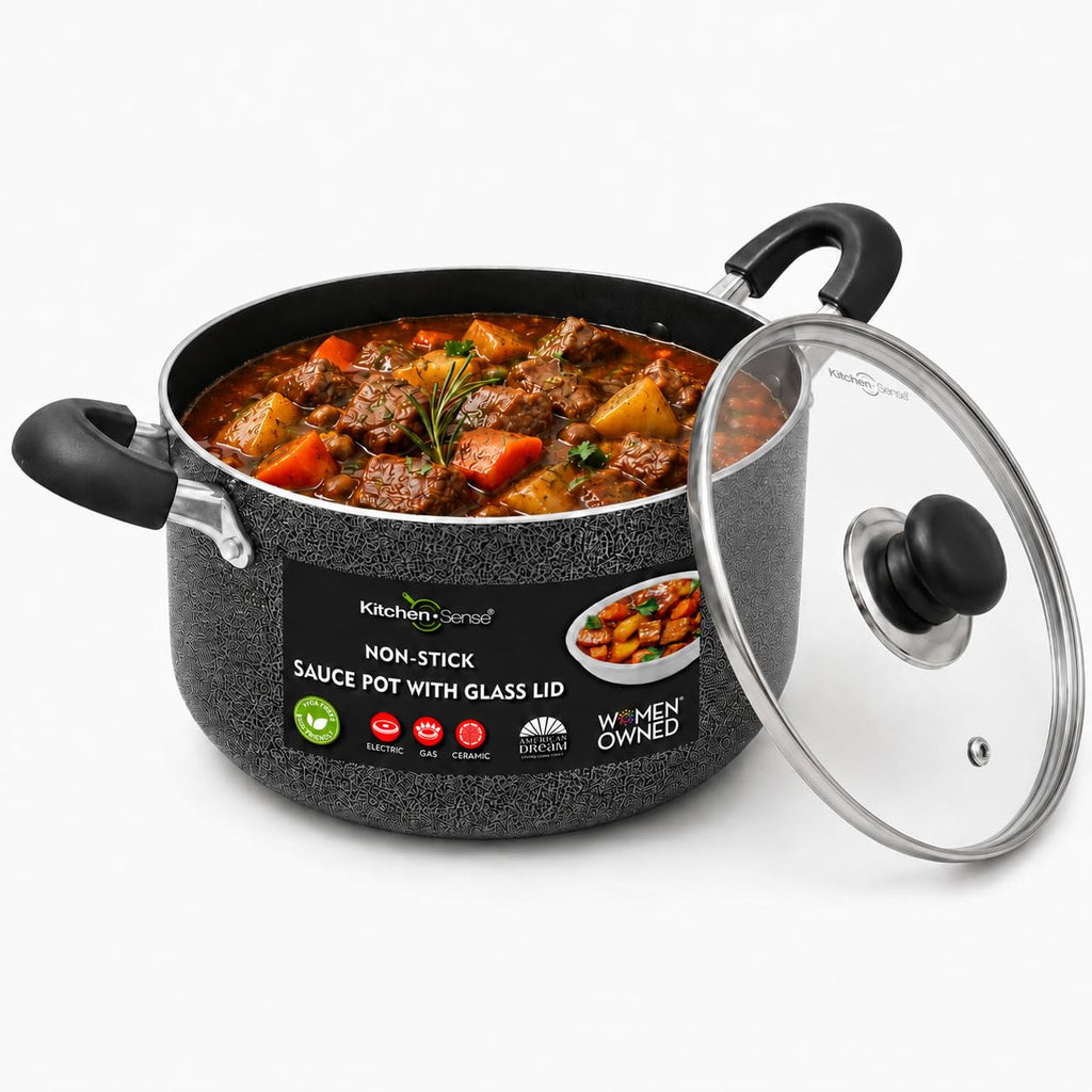 24QT Aluminum Sauce Pot with Glass Lid E85659