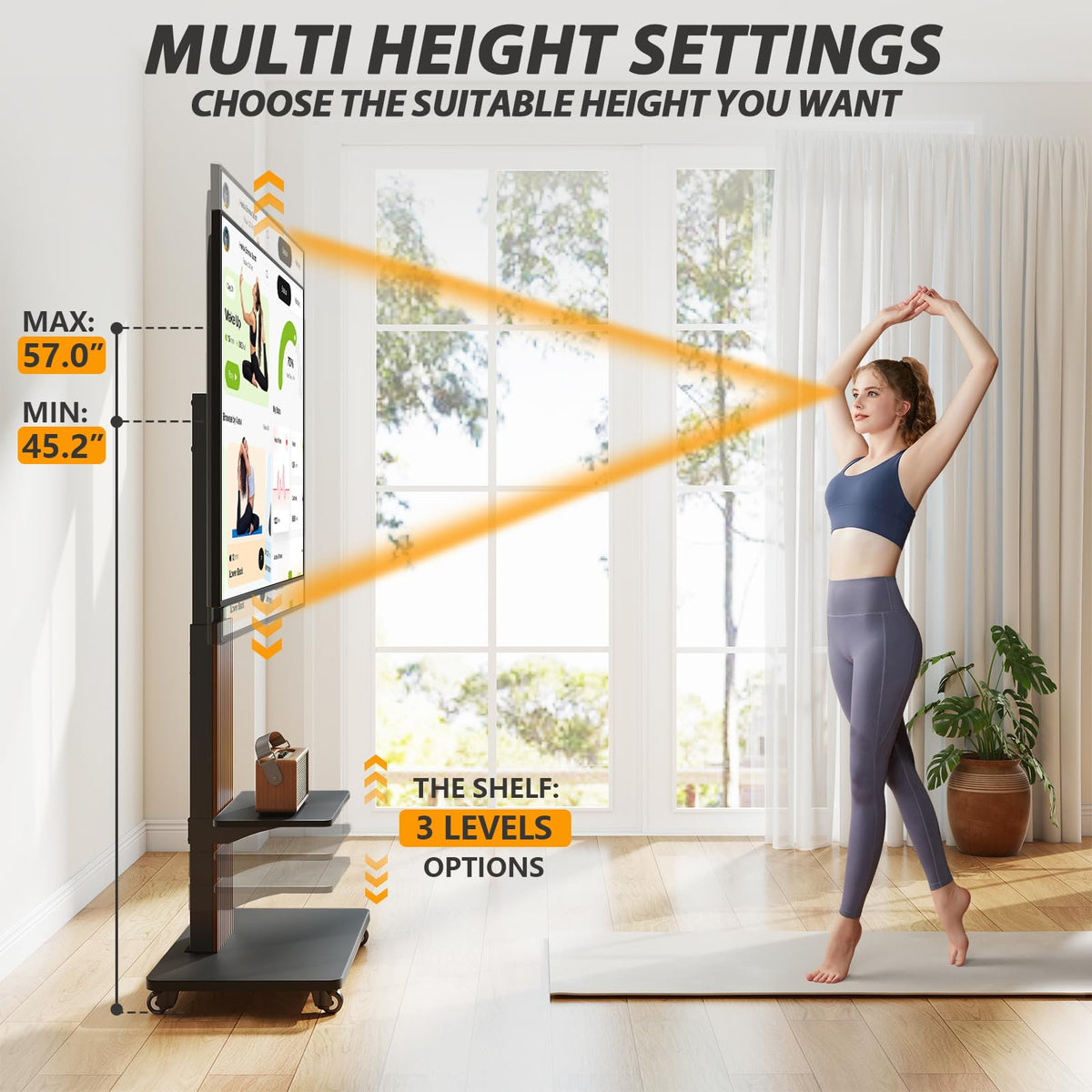 Heavy Duty Rolling TV Stand for 55-100 inch Large Screens U758283