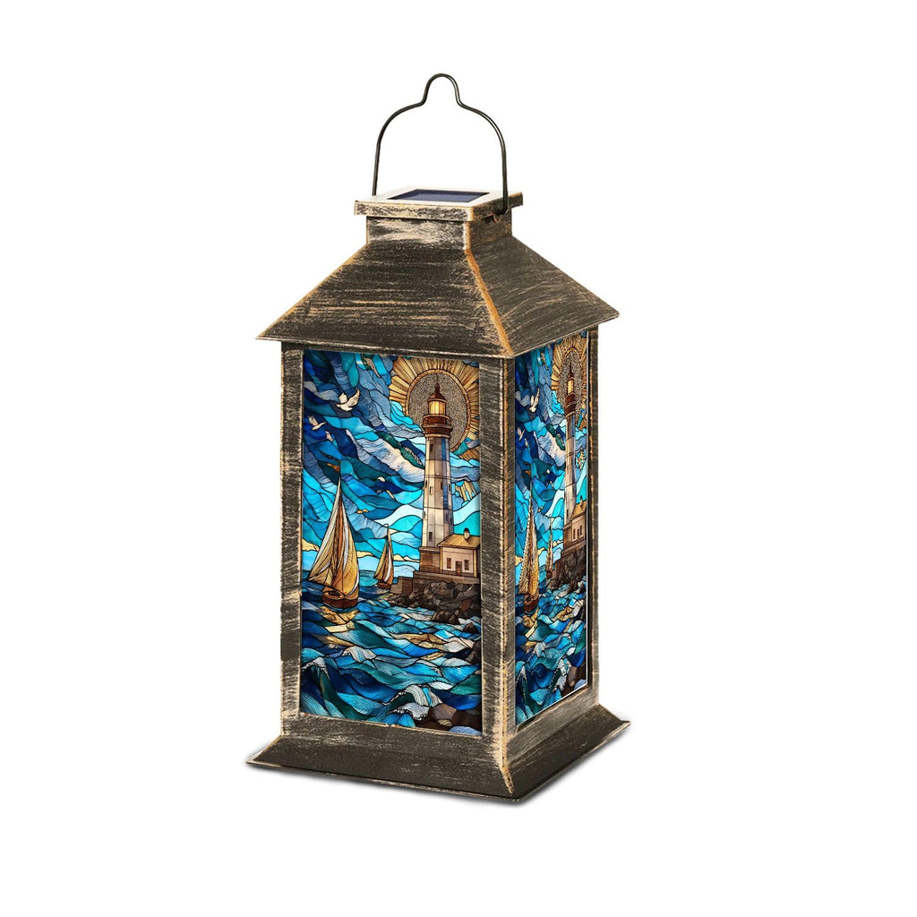 Solar Lantern Stained Glass Outdoor Waterproof Hanging Solar Light Z2304