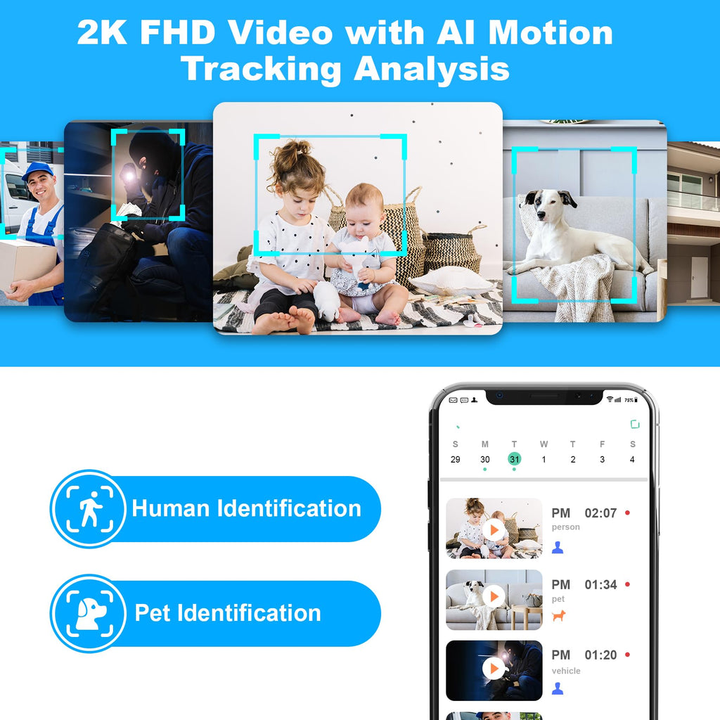 2K Pan/Tilt WiFi Indoor Security Camera with 2-Way Audio N148