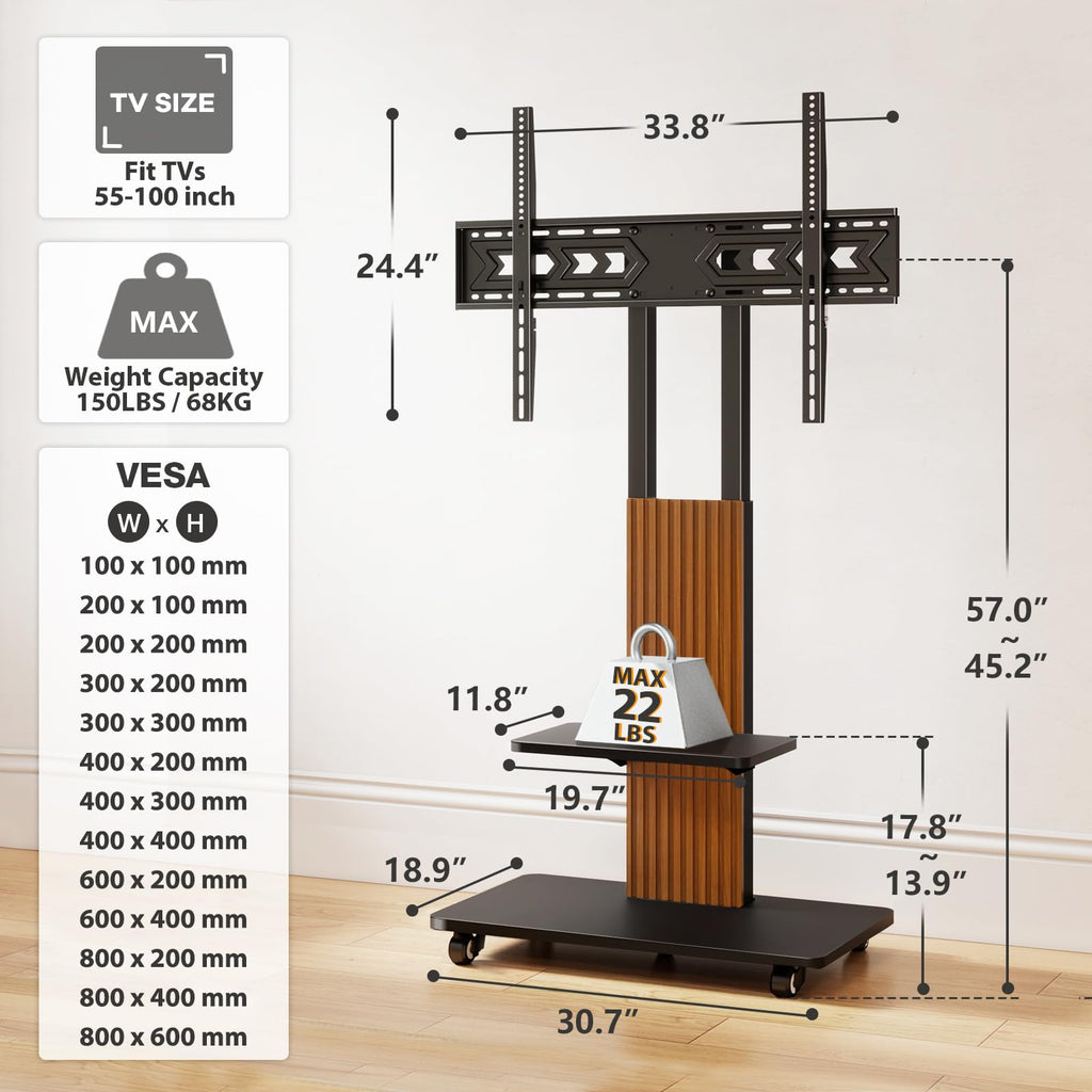 Heavy Duty Rolling TV Stand for 55-100 inch Large Screens U758283
