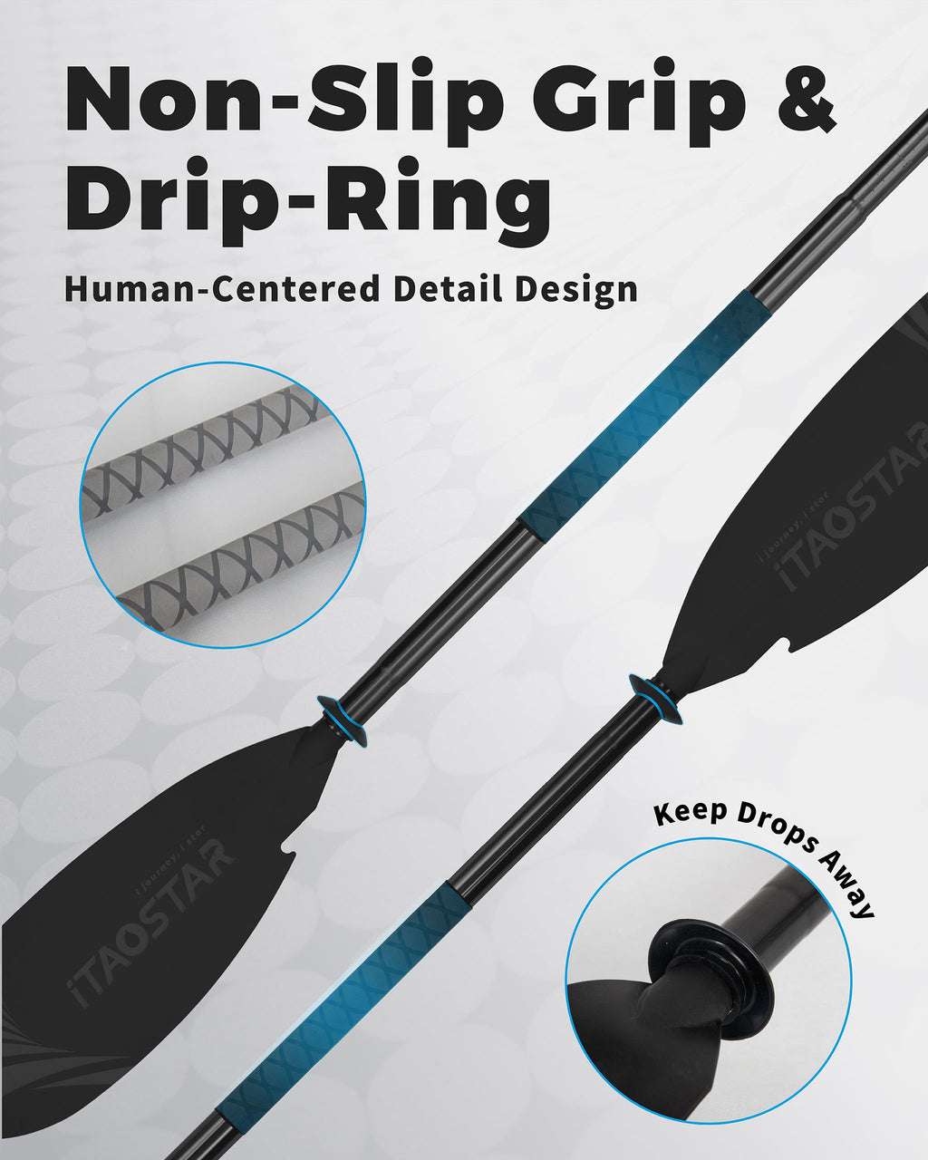 Adjustable Aluminum Kayak Paddle with Drip Rings O906938