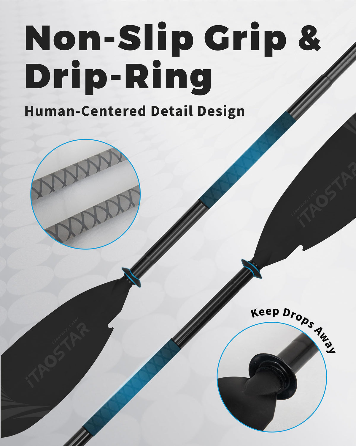 Adjustable Aluminum Kayak Paddle with Drip Rings O906938