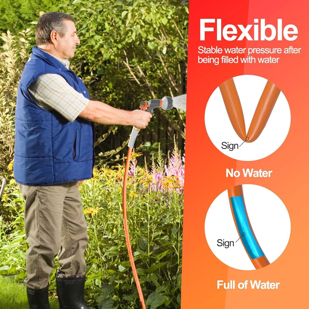 Garden Water Hose 50 ft x 5/8" Heavy Duty Flexible R29357