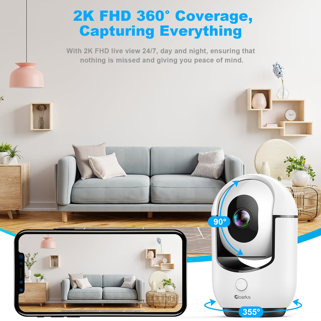 2K Pan/Tilt WiFi Indoor Security Camera with 2-Way Audio N148