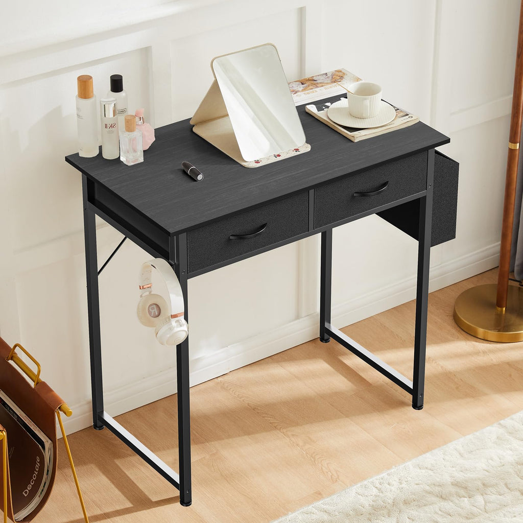 32" Black Computer Desk with Drawers Y70412